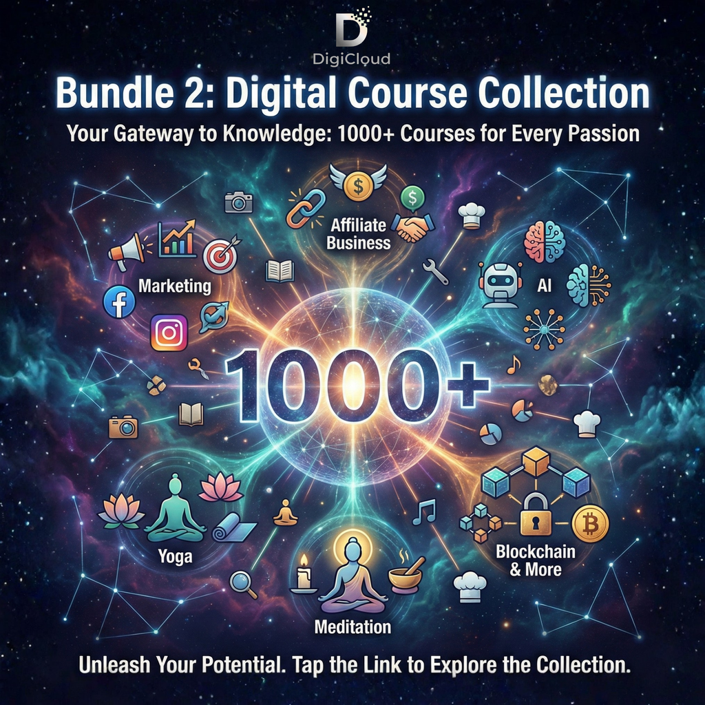 Digital Course Collection – 1000+ Diverse Online Courses – AI, Marketing, Yoga, Blockchain & More